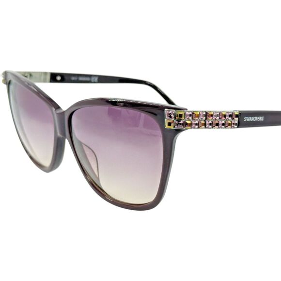 Swarovski SK0137 Womens Plastic Sunglass 81Z Shiny Violet  59-12 Crystals - Picture 2 of 5